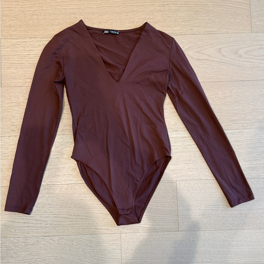 Zara Chocolate Long Sleeve Bodysuit